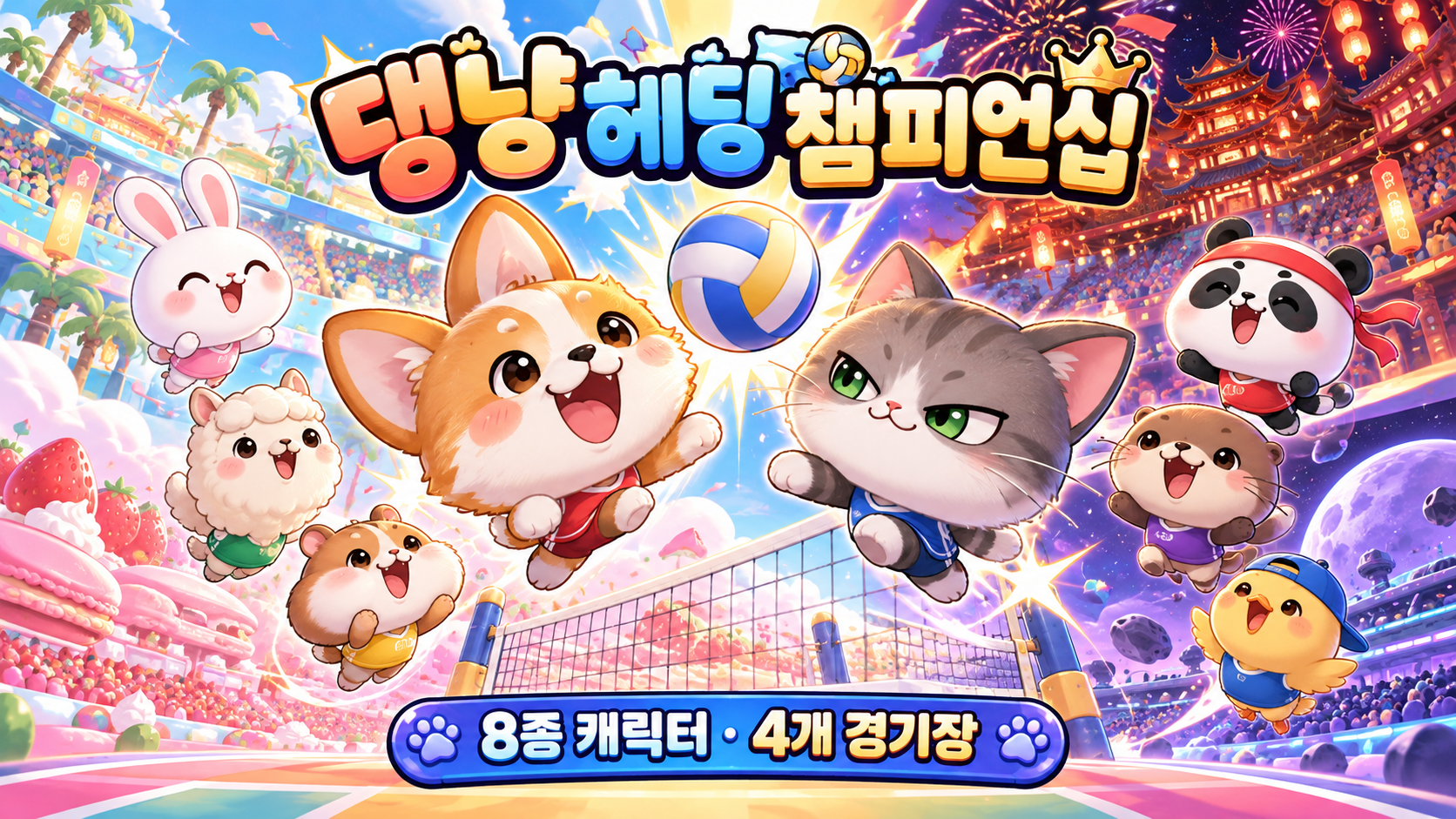 댕냥 헤딩 챔피언십 게임 장면